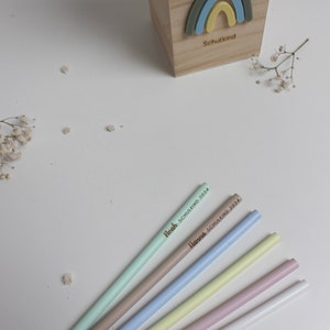 Personalisierter Bleistift in Pastellfarben das Schulkind Bleistift mit Gravur Schulkind 2024 Geschenk Einschulung Geschenk Schultüte Bild 4