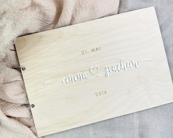 Personalized guestbook for the wedding | Remembrance Book Wedding | Wooden photo book | Personalized with name & date | Wedding present