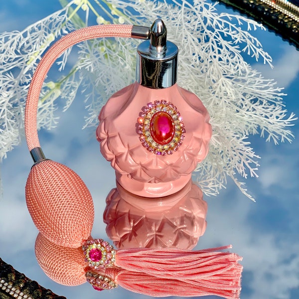 Bouteille de parfum vintage Mini bouteille rose Bouteille de parfum en cristal vintage Flacons atomiseur Atomiseur classique avec lampe à air Pink Lady Parfum