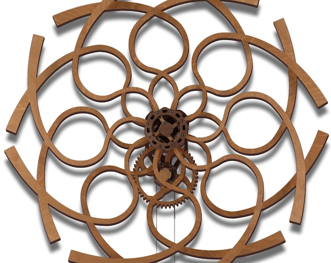 Kinetic Wall Art Sculpture "Ornate Geometric" - Mesmerizing Wooden Decor No Batteries or Electricity Needed Stress Relief and Creative Boost