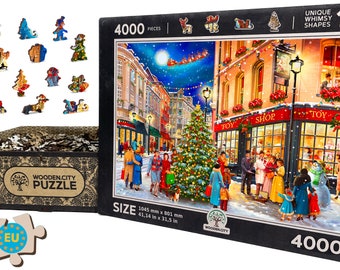 4000 piece Wooden Jigsaw Puzzle CHRISTMAS STREET | Family Christmas gift |  Wooden.City