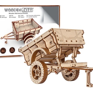 Puzzle 3D "Trailer for SUV" DIY Wooden Vintage Military Cars Model Kits Adults Build - Wooden Puzzles for Adults Brain Teaser