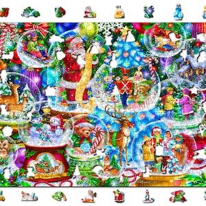 Wooden.City &quot;Christmas Snowballs&quot; 200 500  1000 pcs Winter Wooden Jigsaw Puzzle Adults Teenagers Xmas Scene Unique Pieces Unusual Shapes