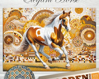 Wooden Puzzle Elegant Horse 500 Pieces - Unique Unusual Jigsaw Puzzles with Animal Shaped Pieces - Wooden.City