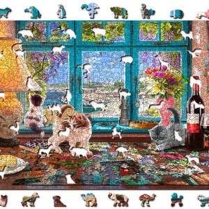 Wooden Jigsaw Puzzle 1000 +10 pieces &quot;Puzzler&#39;s Desk&quot; | Family gift |  Wooden.City