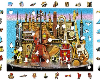 Wooden Jigsaw Puzzle 1000 +10 pieces "Music Castle" | Family gift |  Wooden.City