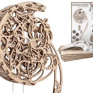 3D Puzzle &quot;Pendulum&quot;, Kinetic Wood Sculpture, Wooden Kinetic Wall Art, Model Kit For Adults to Build by Wooden.City
