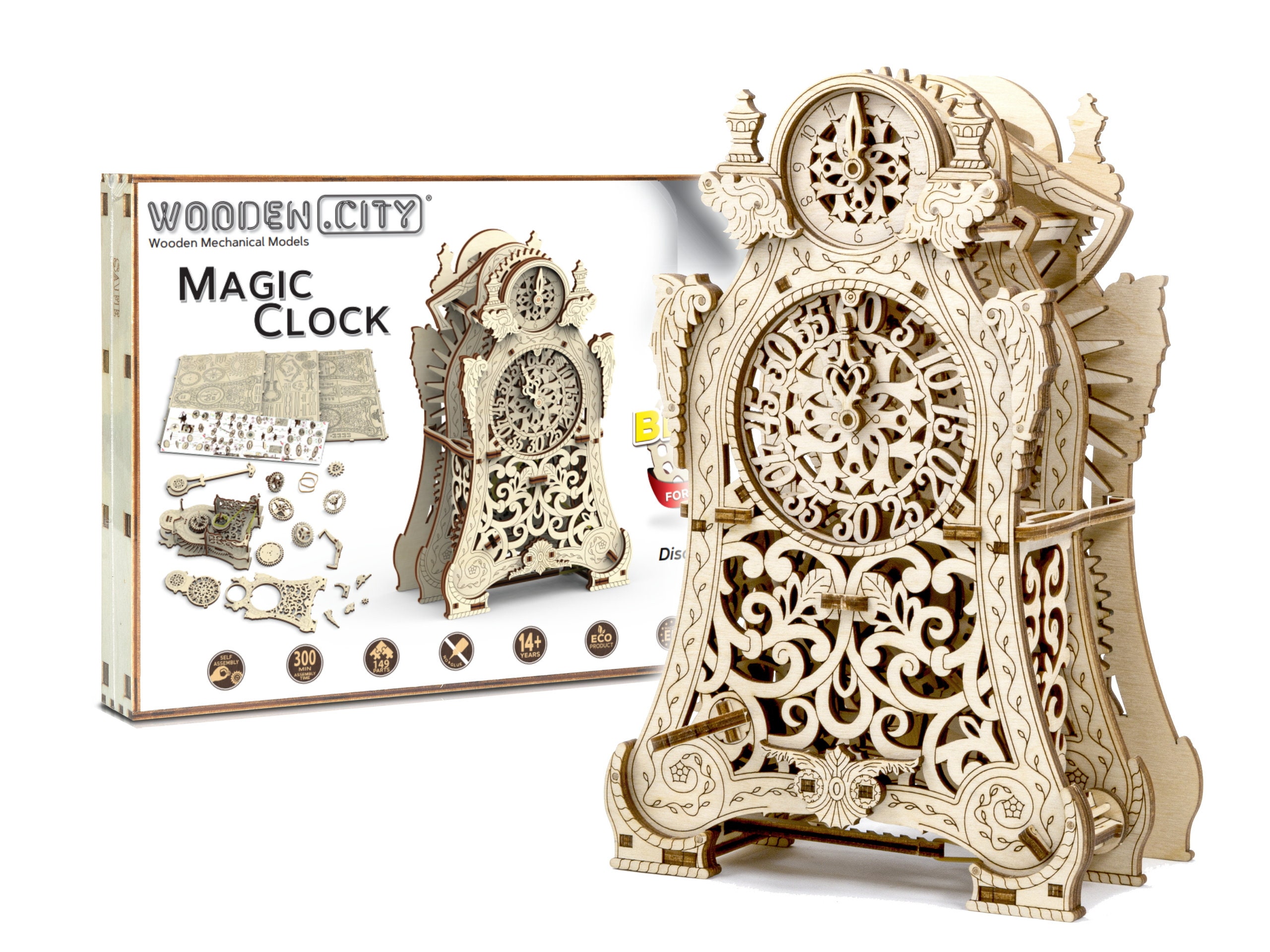 ROKR rokr 3d wooden puzzles diy clock kits for adults to build wood model  building kit unique birthday gift pendulum clock