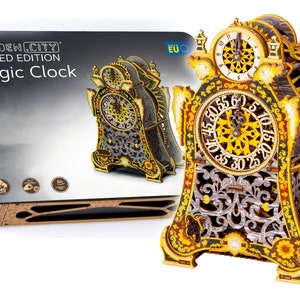 Puzzle 3D Wooden "Magic Clock Limited Edition" Wooden Model Kits For Adults & Teens To Build - Antique Wall Clockwork Mechanism
