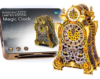 Puzzle 3D Wooden "Magic Clock Limited Edition" Wooden Model Kits For Adults & Teens To Build - Antique Wall Clockwork Mechanism