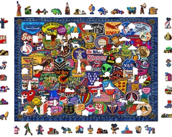 Wooden Jigsaw Puzzle 1000 +10 pieces "Patch Crazy" | Family gift |  Wooden.City