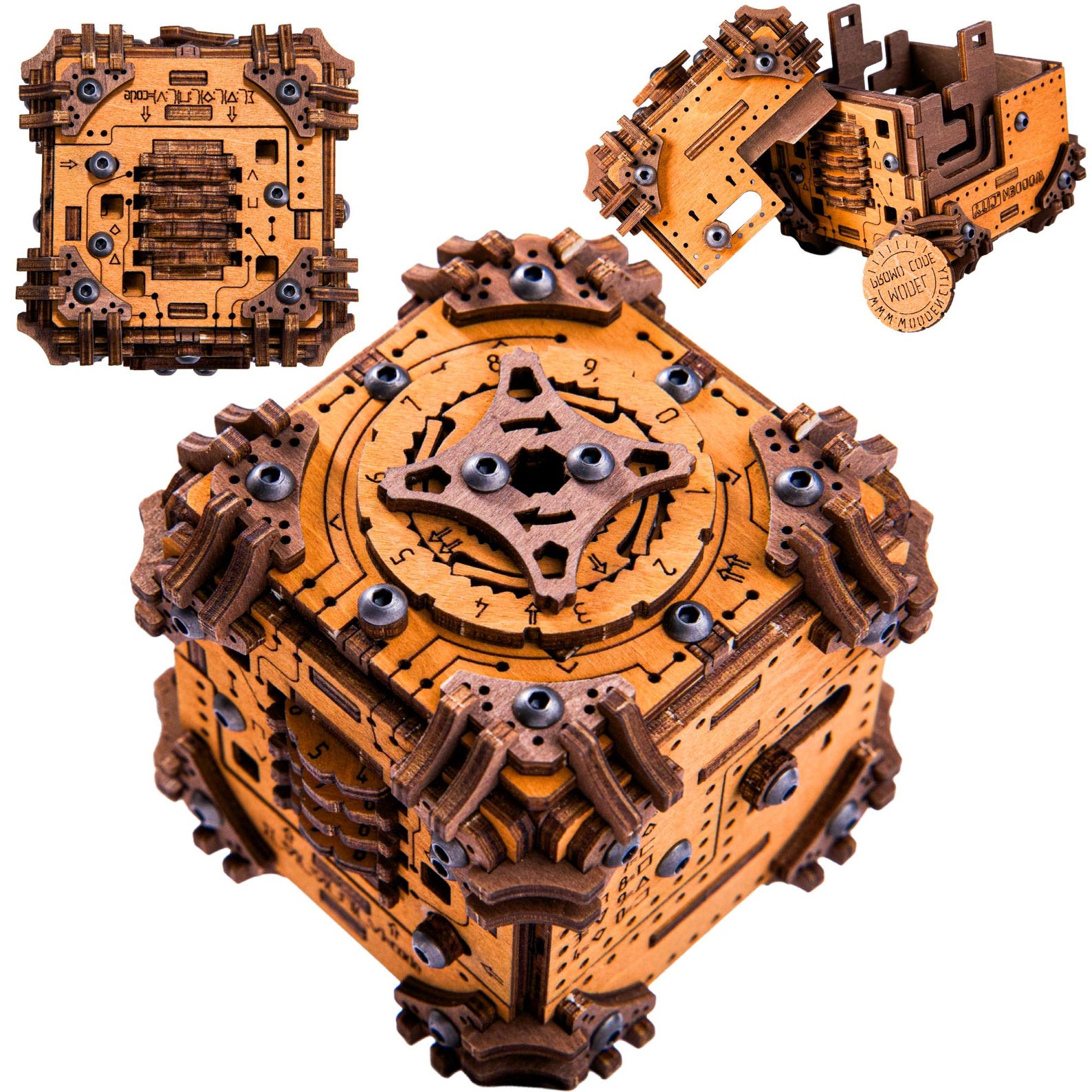 WOODEN.CITY Tresseract Wooden Puzzle Box – 3D Mechanical Brain Teaser | DIY Escape Room Puzzle for Adults | Smart Gift for Him or Her