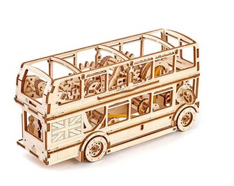 3Dパズル「ロンドンバス」DIY木製ヴィンテージ交通モデルキット大人