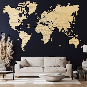 Weltkarte aus Holz 200 cm x 120 cm von Hölzern.city