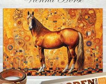 Wooden Puzzle Vienna Horse 500 Pieces - Unique Unusual Jigsaw Puzzles with Animal Shaped Pieces - Wooden.City