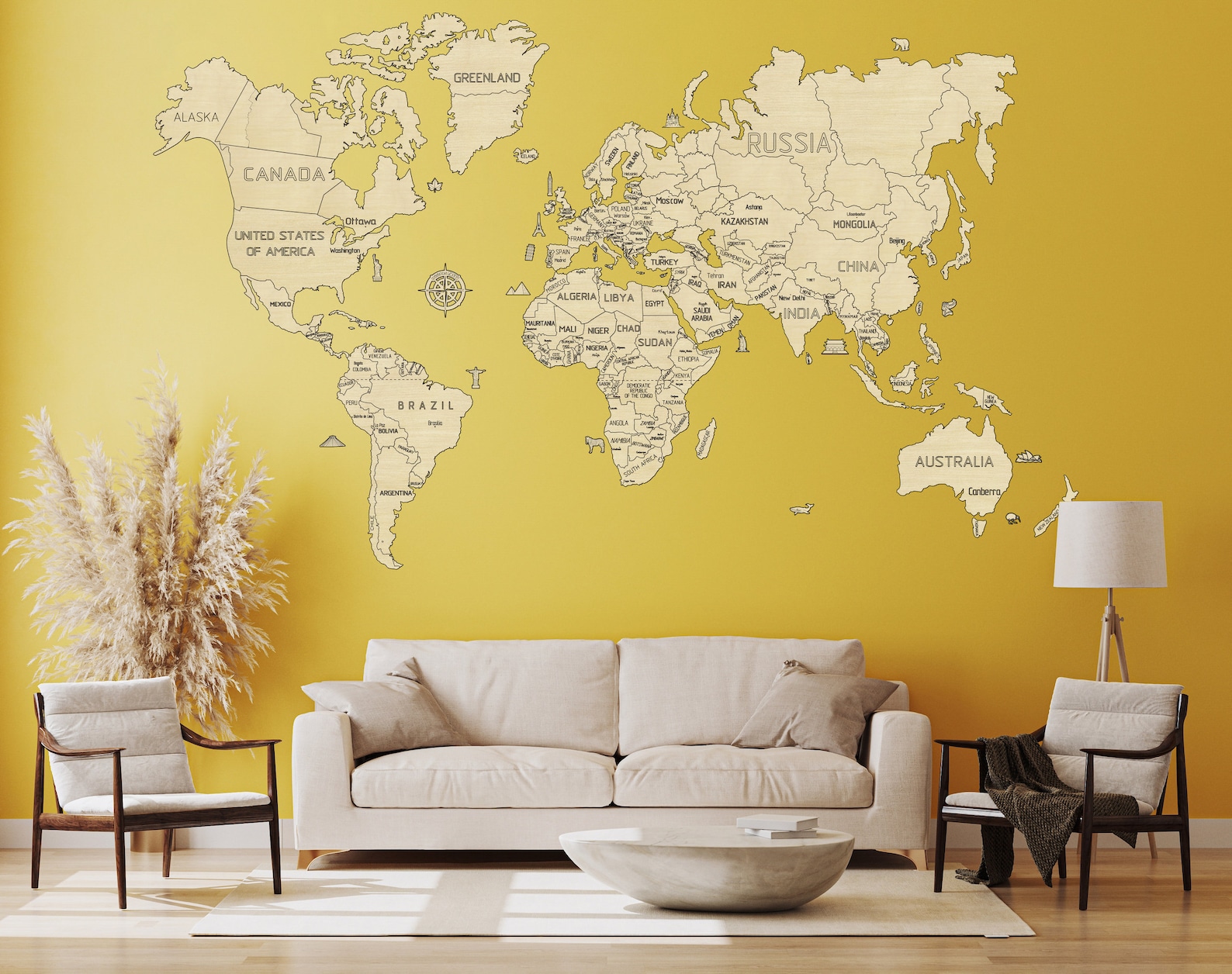 Wooden World Map in Wall Decor by WOODEN.CITY | Gift Map of the World ...