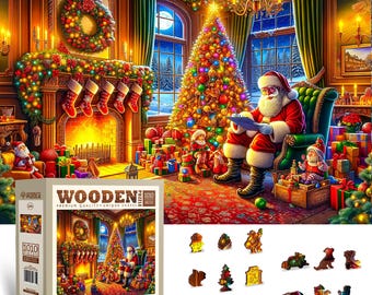 Puzzle di Natale in legno da 1000 pezzi - Magia della Vigilia di Natale - Puzzle delle vacanze di Natale per adulti Pezzi unici di Wooden.City