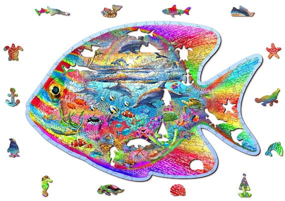 Wooden Puzzle 250 Pieces magic Fish Puzzles for Adults Unique Puzzles  Family Gifts -  Canada