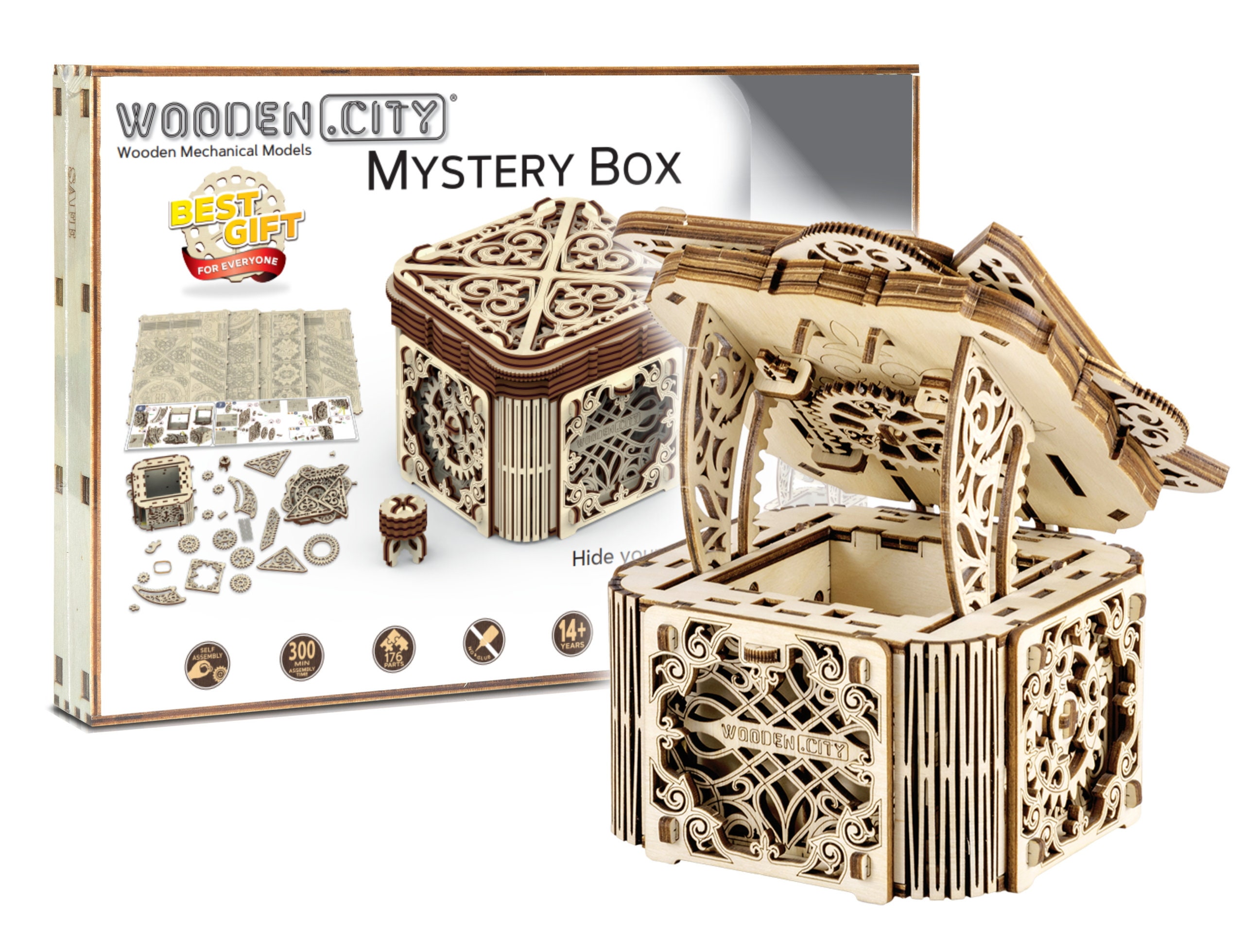Puzzle 3D mystery Box Model Building Kits for Adults Wooden Model