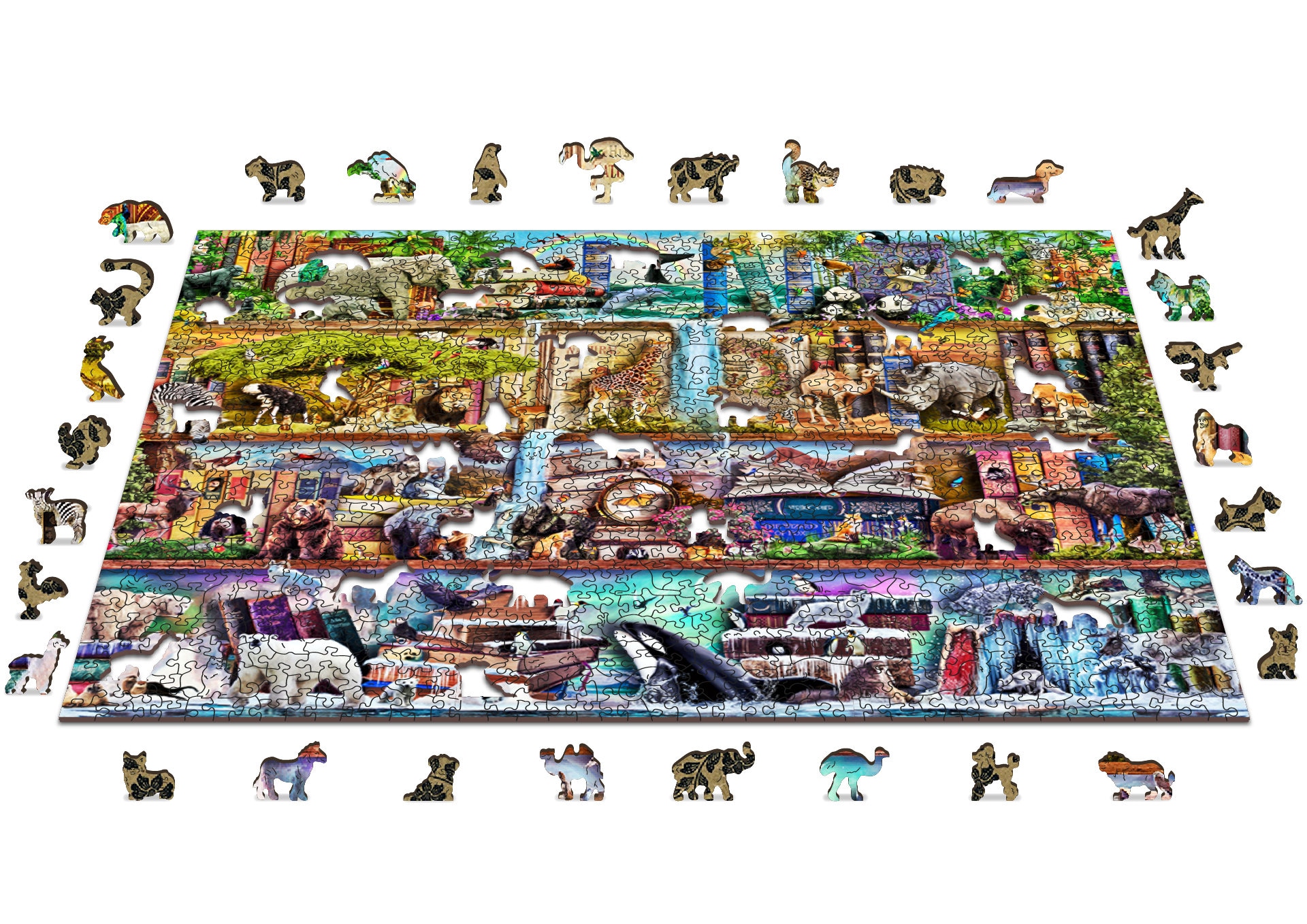 Wooden Jigsaw Puzzle 1000 10 Pieces the Amazing Animal | Etsy