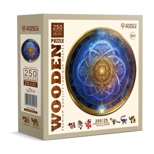 Wooden Puzzle Blue Zodiac 250 Pieces - Unique Unusual Jigsaw Puzzles with Animal Shaped Pieces - Wooden.City