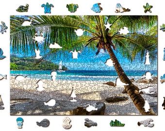 Houten legpuzzel 500 +5 stukjes "Paradise Island Beach" | Familiecadeau |  Houten.Stad