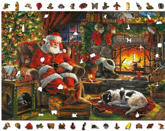 Wooden Jigsaw Puzzle 2000 piece CHRISTMAS NAP | Family Christmas gift |  Wooden.City