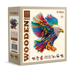 Wooden Puzzle Bright Eagle 250 Pieces - Unique Unusual Jigsaw Puzzles with Animal Shaped Pieces - Wooden.City