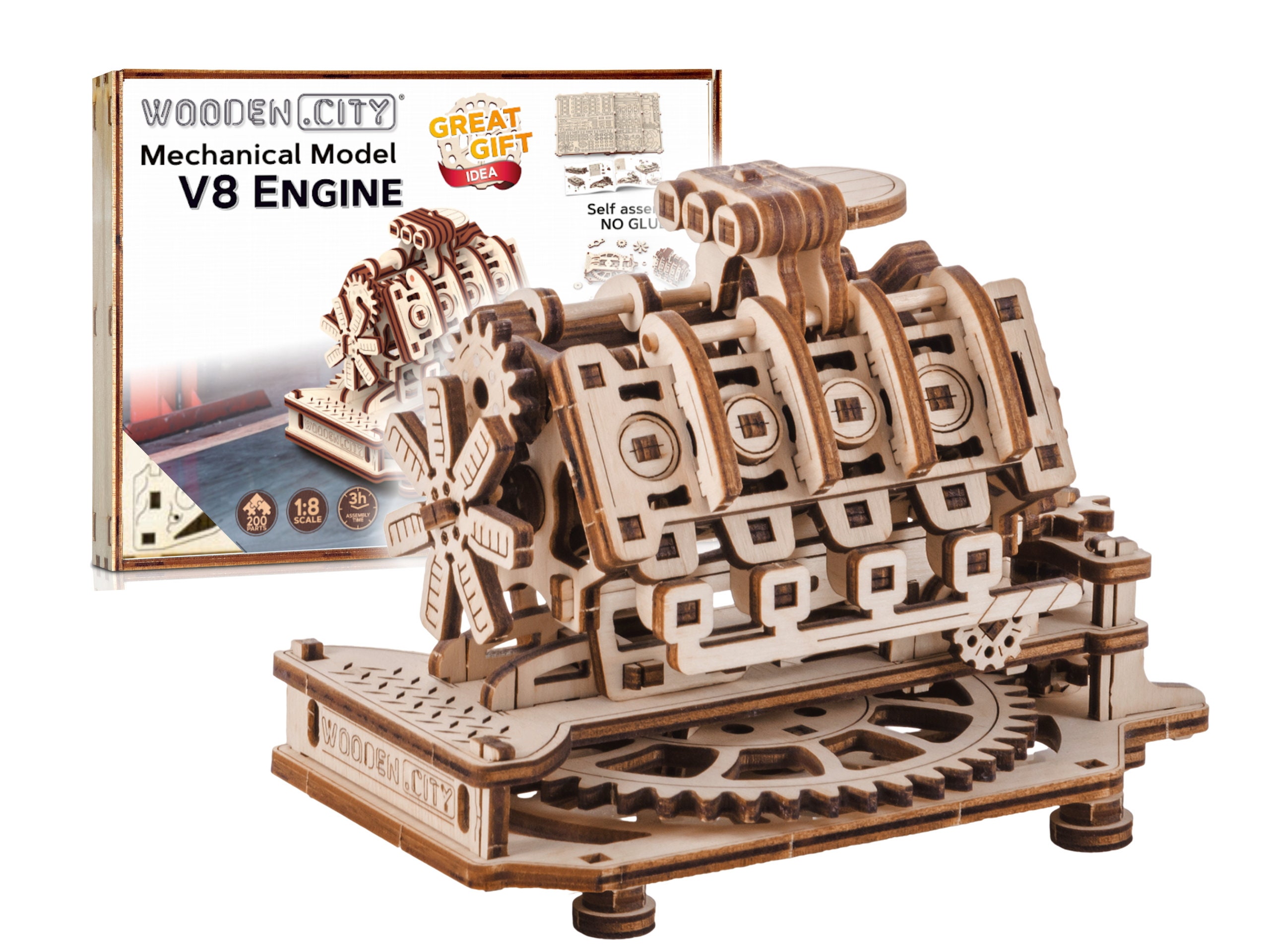 Big Minds Modellini Da Costruire Motore - Modellismo Da Costruire Adulti |  Costruzioni Per Bambini | Kit Di Modellismo Motore 103 Pezzi | Scienza