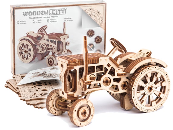 Puzzle 3D tractor DIY Wooden Model Kits for Adults to Build Wooden