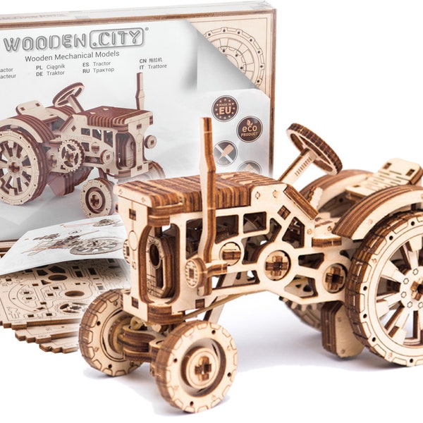 Puzzle 3D "Tractor" DIY Wooden Model Kits For Adults To Build - Wooden Puzzles for Adults Brain Teaser - Adult Toys Men Teens