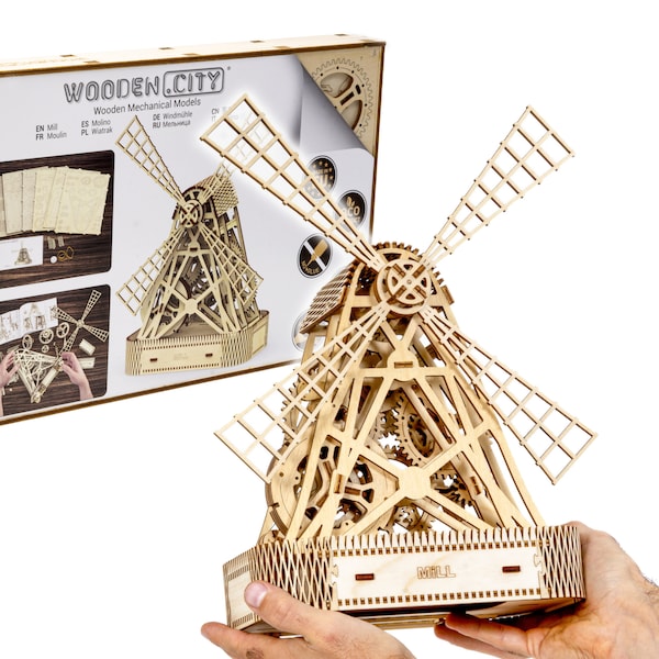 Puzzle 3D  "Mill" Puzzle Box Kit Model Building - Wooden Model Kits Adults - Build Secret Vintage Storage Box With Lock - Craft Box
