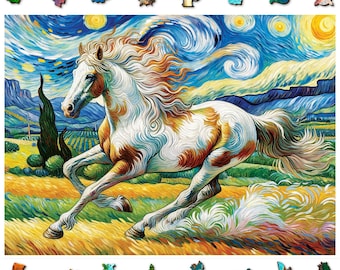 Wooden Puzzle Fast Horse 1000 Pieces - Unique Unusual Jigsaw Puzzles with Shaped Pieces by Wooden.City