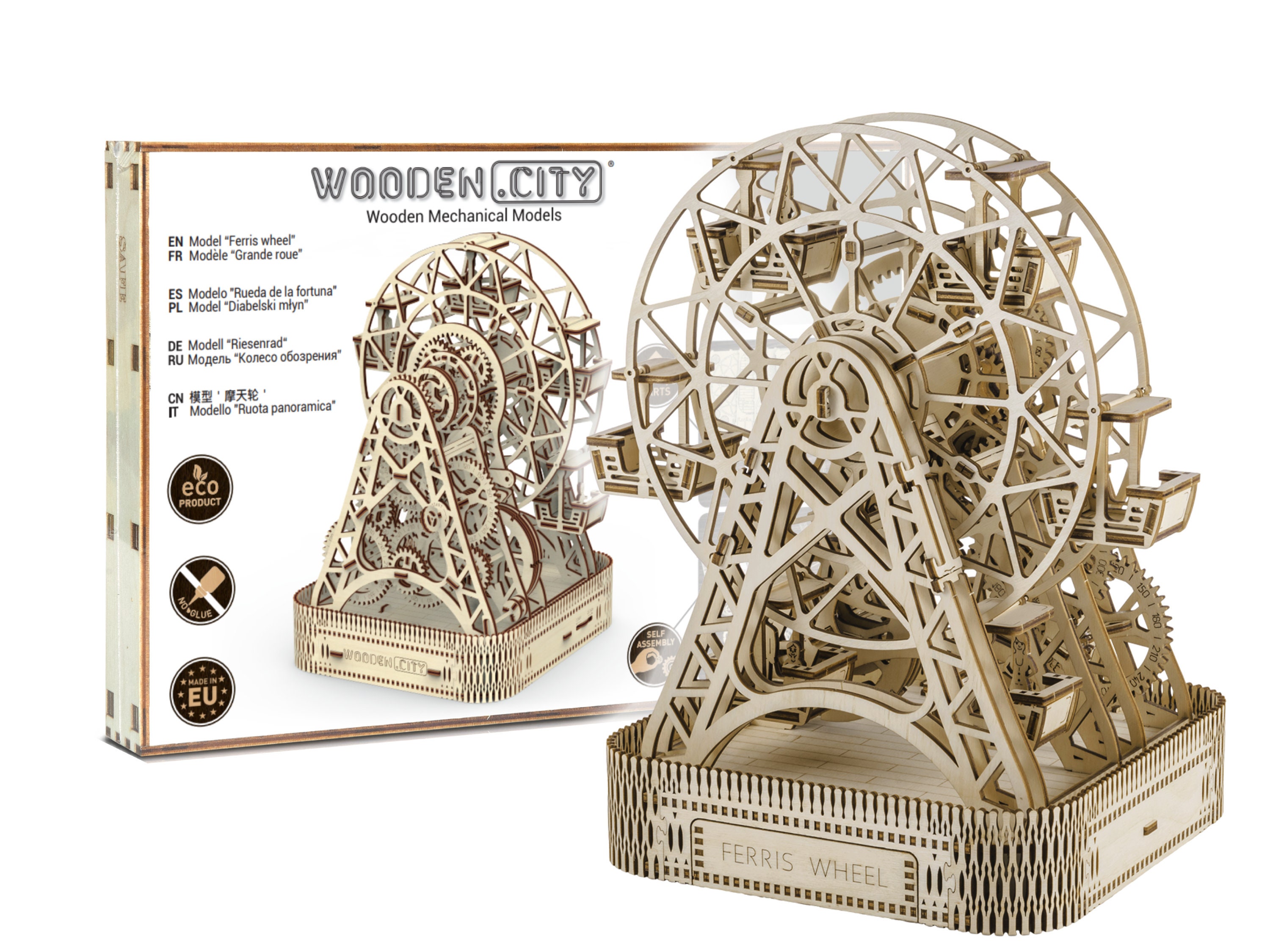 Wood Trick Observation Ferris Wheel Mechanical Wood 3D Puzzle Model Assembly Kit 