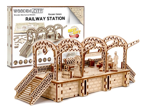 Puzzle 3D Gare Ferroviaire Maquettes En Bois 3D Pour Adultes à