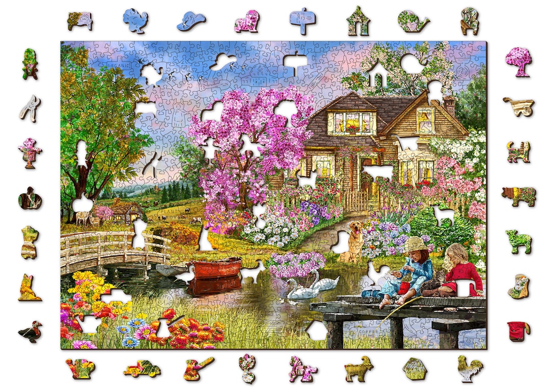 Puzzle en Bois Province Cottage de Printemps 200, 500, 750, 1000 pcs Wooden Jigsaw  Puzzles Casse-tête Famille Adultes Enfants -  France
