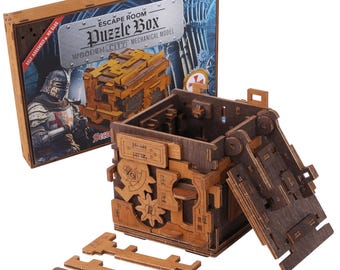 Escape Room-puzzeldoos, 3D-puzzels voor volwassenen, escape-puzzel, geheim openingsmechanisme, modelkit, hersenkrakers voor volwassenen Wooden.City