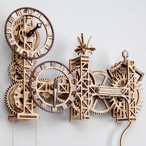 Steampunk Zegar - Drewniany Model Mechaniczny Wooden.City | Puzzle 3D | Zestaw Modelarski