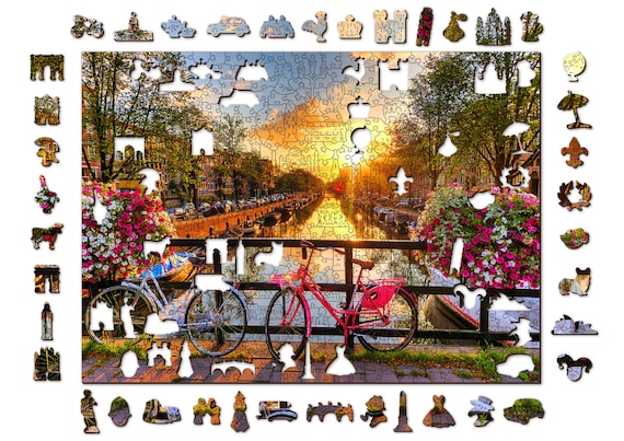Wooden Puzzle Bicycles of Amsterdam 1000 pcs Puzzles for Adults | Puzzle Lover Gift Wife Birthday Gift | Unique Puzzles