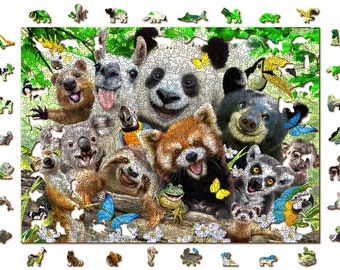 Wooden.City - Bear Paradise - Rompecabezas de madera de 1000 piezas con temática de safari, aves, osos, fauna silvestre, piezas únicas, diversión para niños y adultos.