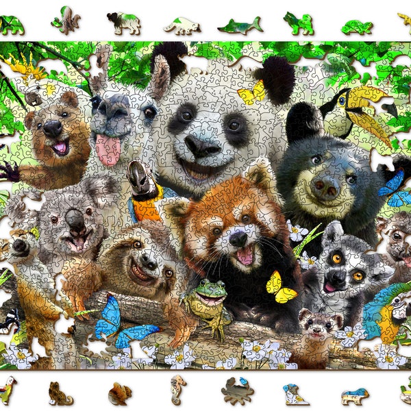 Wooden.City Puzzle en Bois Animaux Exotiques - Paradis des Ours 150 200 300 600 1000 pcs - Jigsaw Puzzles Casse-tête Famille Adultes Enfants