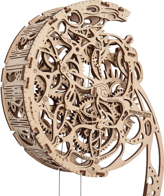 Puzzle 3D Wooden Clock Kits pendulum Wooden Model Etsy