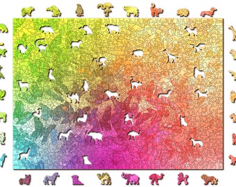 Wooden.City - Butterfly Dreams  1000 pcs | Rainbow Wooden Jigsaw Puzzles For Kids Adults Colorful Gradient Puzzle Unusual Pieces