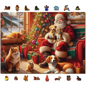 WOODEN.CITY Wooden Christmas Puzzles 1000 Piece | Santa and Friends | Christmas Vacation Puzzle for Adults | Made in EU