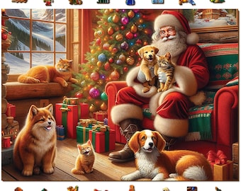 Quebra-cabeças de Natal de madeira WOODEN.CITY, 1000 peças | Papai Noel e amigos | Quebra-cabeça de férias de Natal para adultos | Fabricado na UE