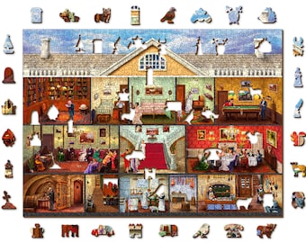 Wooden Jigsaw Puzzle "Victorian Mansion"  500, , 1000 pcs Unique Adults Teenagers Romantic Retro Pieces Wooden.City