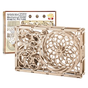 Kinetic Picture - 3D Puzzle Art Table - Handmade Spinning Kinetic Art Sculpture - Optical Illusion Sculpture Kinetic Wall Art