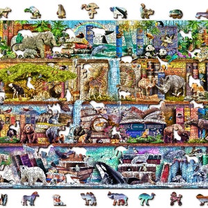 Wooden Jigsaw Puzzle 1000 +10 pieces &quot;The Amazing Animal Kingdom&quot; | Family gift |  Wooden.City