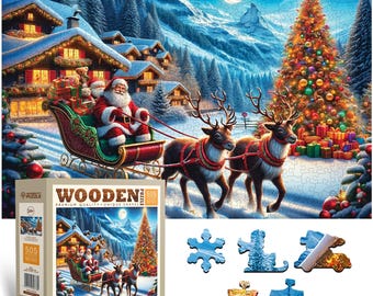 Wooden Christmas Puzzle 500 Pieces - Unique Unusual Jigsaw Puzzles with  Shaped Pieces - Wooden.City