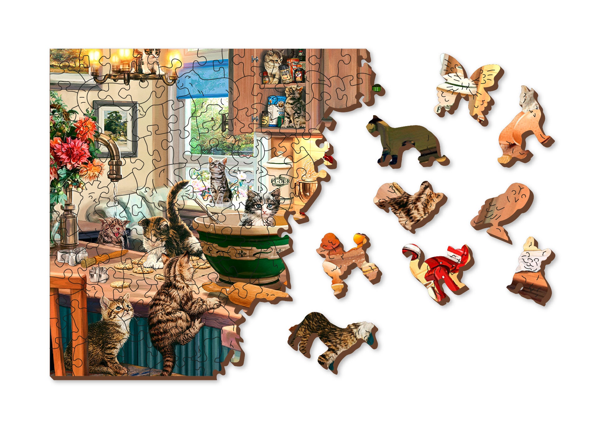 Puzzle in legno 1000 10 pezzi Capperi da cucina per gattini / Regalo di  famiglia / Wooden.City -  Italia